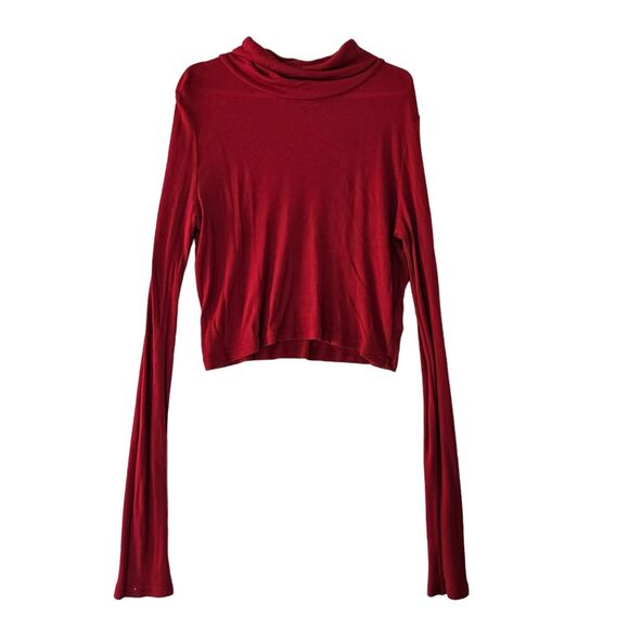 Gap Red Ribbed Long‎ Sleeve Turtle Neck Top Tee Girls Size 12 Years - Picture 2 of 6